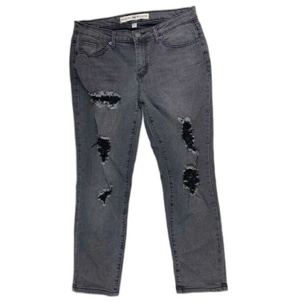 Ashley Mason Size 9 Womens Jeans Black Wash Stretch Mid Rise